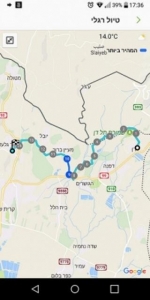 מפת מסלול שביל ישראל מבית אוסישקין לתל חי