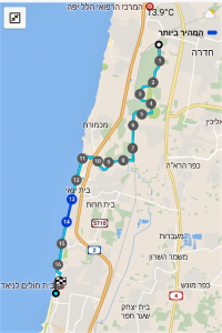 מפת שביל ישראל - מחדרה לנתניה